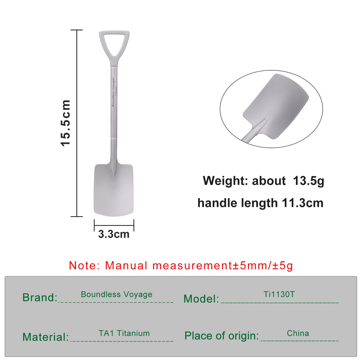 Boundless Voyage Mini Shovel-Shaped Titanium Spoon Creative Cute Dessert, Ice Cream, Fruit, Spoon Lightweight and Durable Tableware Outdoor Camping Home Used