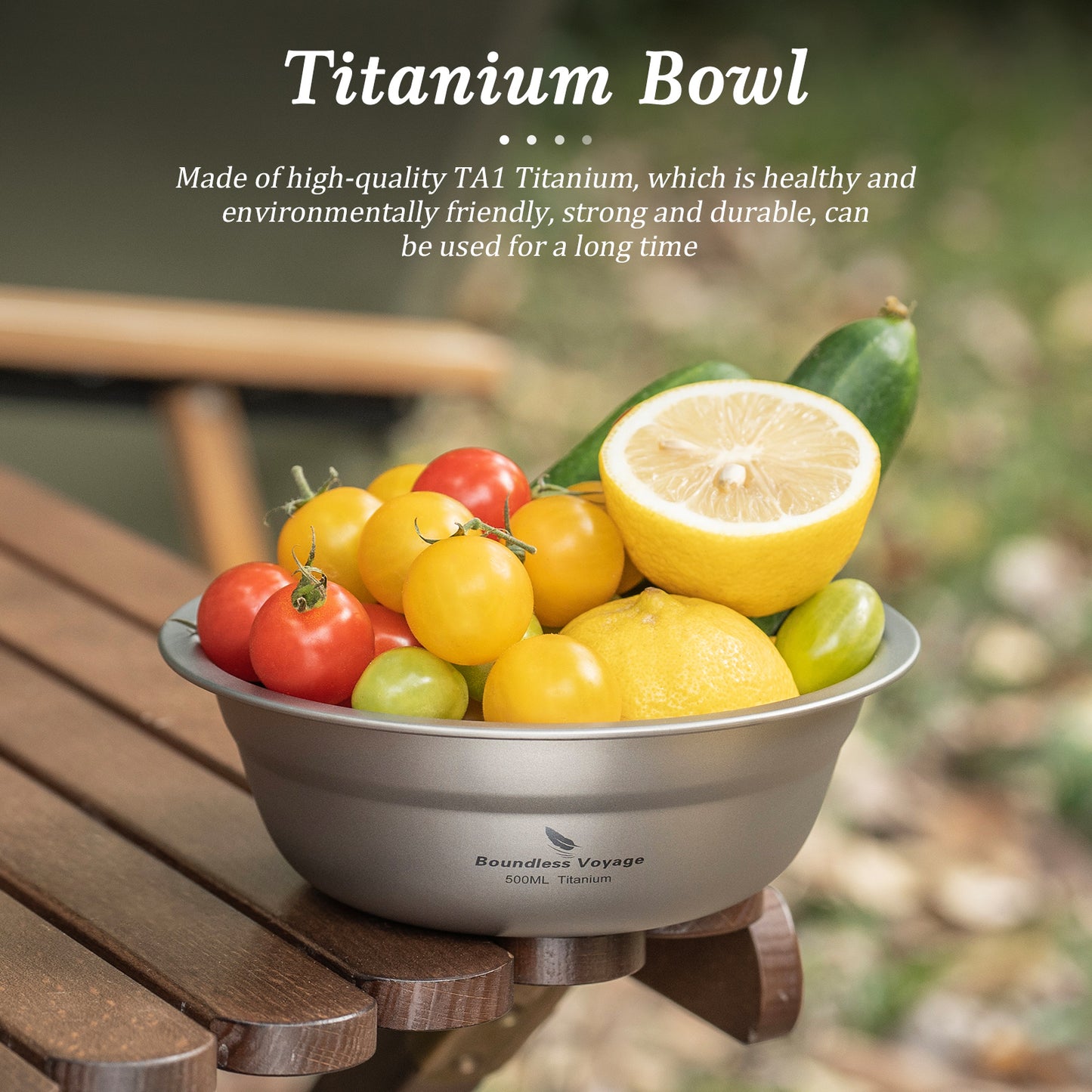 Boundless Voyage 500ml Titanium Bowl Rice Soup Salad Serving Bowl Ultralight Outdoor Camping Travel Durable Portable Tableware