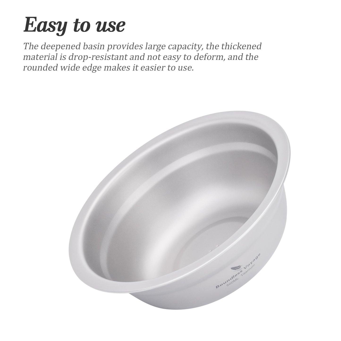 Boundless Voyage 500ml Titanium Bowl Rice Soup Salad Serving Bowl Ultralight Outdoor Camping Travel Durable Portable Tableware
