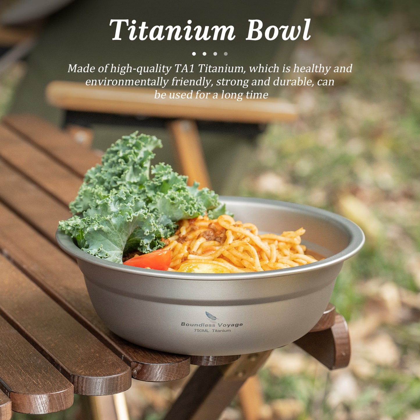 Boundless Voyage 750ml Titanium Bowl Rice Soup Salad Serving Bowl Ultralight Outdoor Camping Travel Durable Portable Tableware