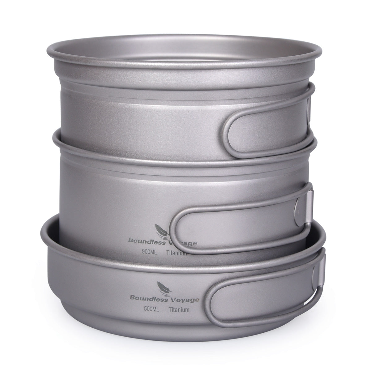 Titanium Pot Pan Set with Folding Handle Outdoor Camping Frying Pan