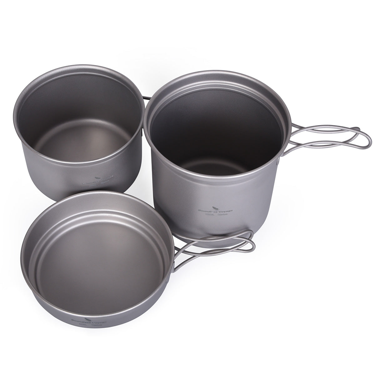 Titanium Pot Pan Set with Folding Handle Outdoor Camping Frying Pan