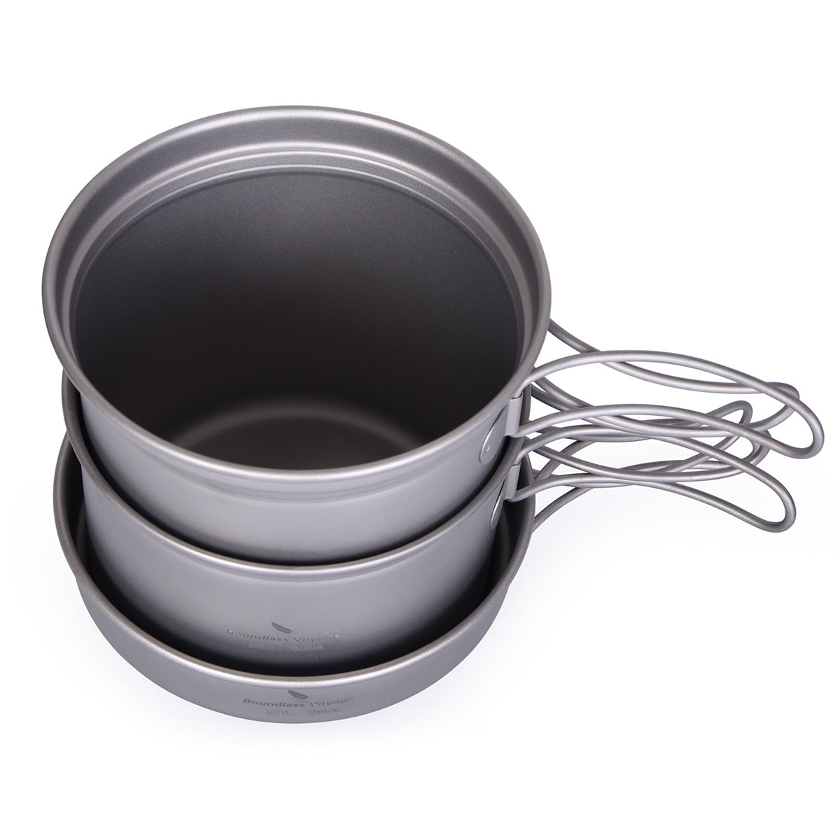 Titanium Pot Pan Set with Folding Handle Outdoor Camping Frying Pan