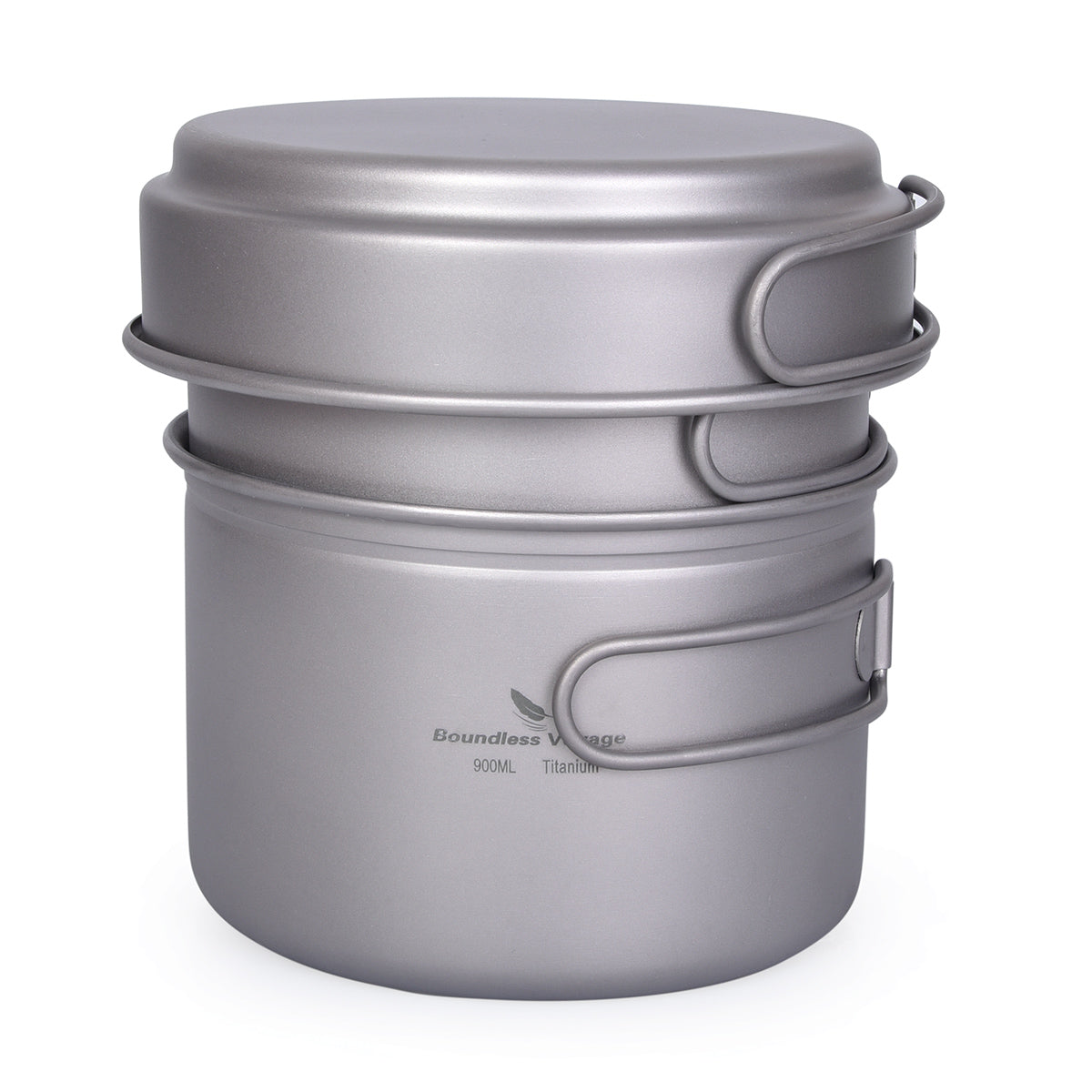 Titanium Pot Pan Set with Folding Handle Outdoor Camping Frying Pan