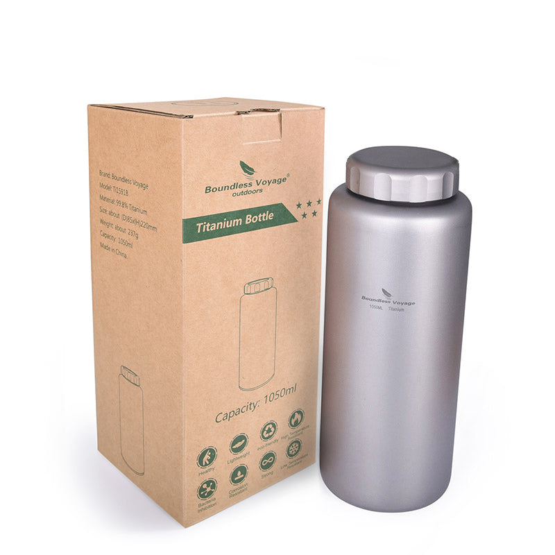 Boundless Voyage Titanium Water Bottle 1050ml For Outdoor Camping Hiking Lightweight Sport Bottle