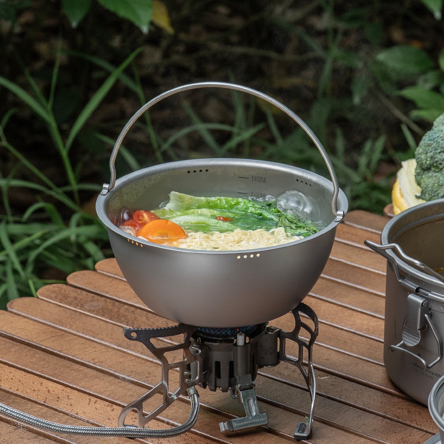 Boundless Voyage Titanium Camping Pot – Ultralight Multifunctional Outdoor Cooking Pot for Hiking & Travel