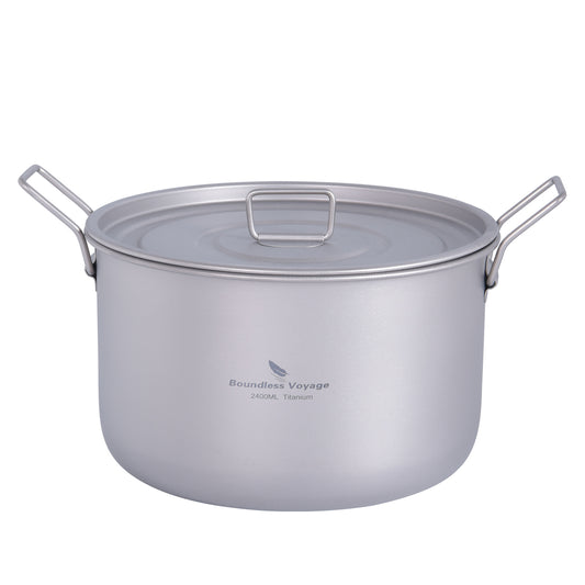 Boundless Voyage Lightweight 2400ml Titanium Pot Outdoor Portable Cooking Set hiking Backpacking Pot for Hiking Trekking Picnic Fishing Mountaineering