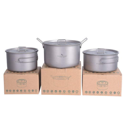 Boundless Voyage Titanium 3pcs Camping Cookware Mess Kit, Camping Cooking Set,  Portable Nonstick Camp Pots Set 1.4L 1.6L 2.4L for Outdoor Camping, Picnic, Hiking, Backpacking
