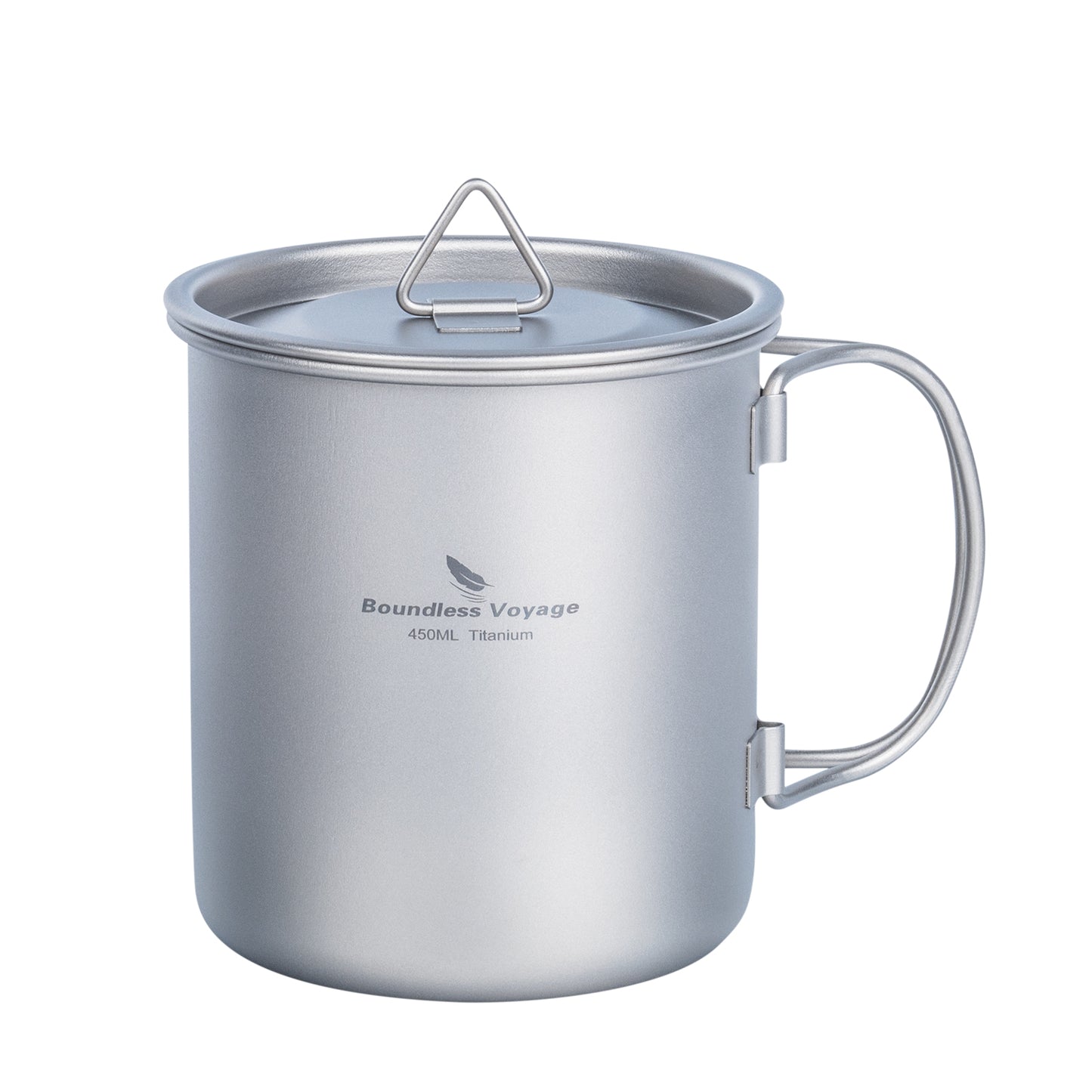 Boundless Voyage 450ml Pure Titanium Mug with Lid – Ultralight & Durable Camping Cup