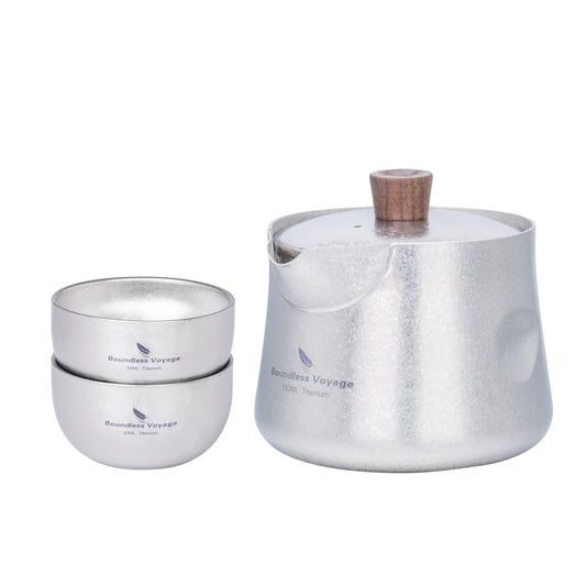 Boundless Voyage Titanium Double-Layer Tea Maker Cups Set Outdoor Camping Portable Tea Pot Tea Mug