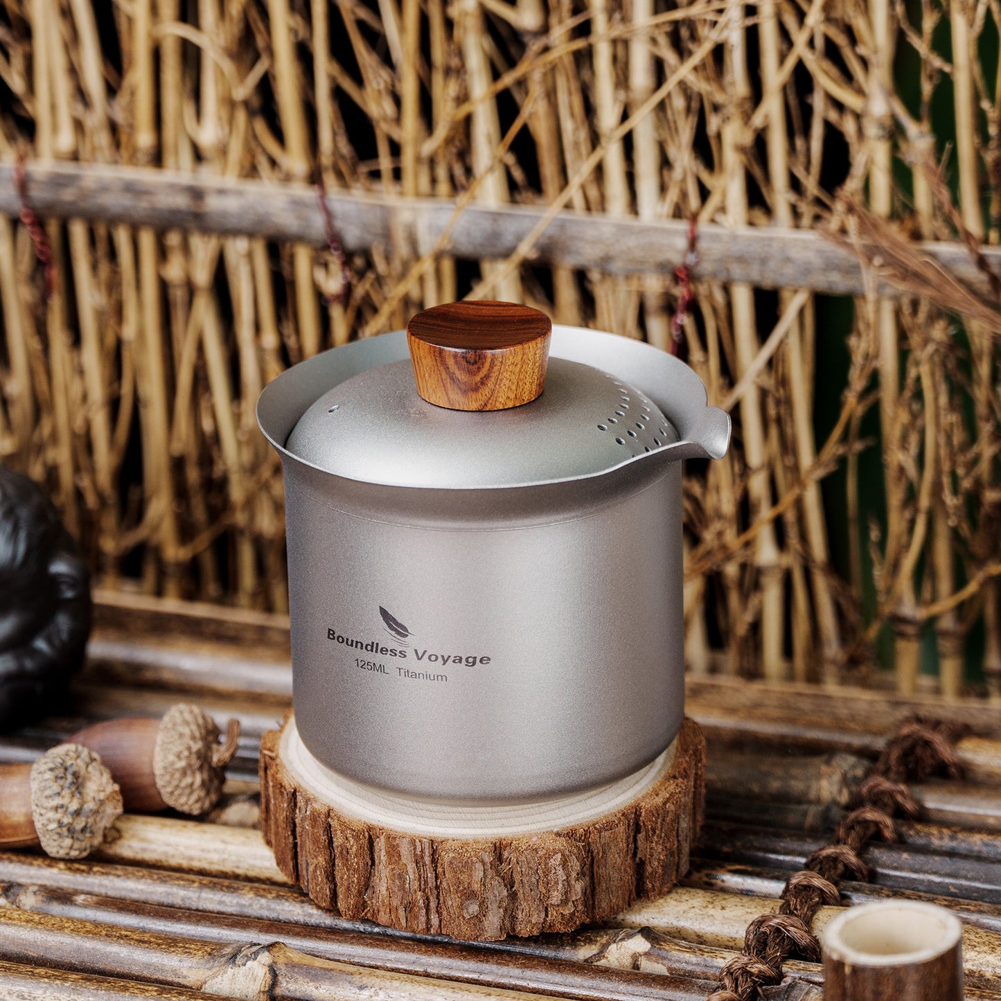 Boundless Voyage Titanium Titanium Double-Layer Tea Maker Lightweight Outdoor Camping Portable Tea tea pot
