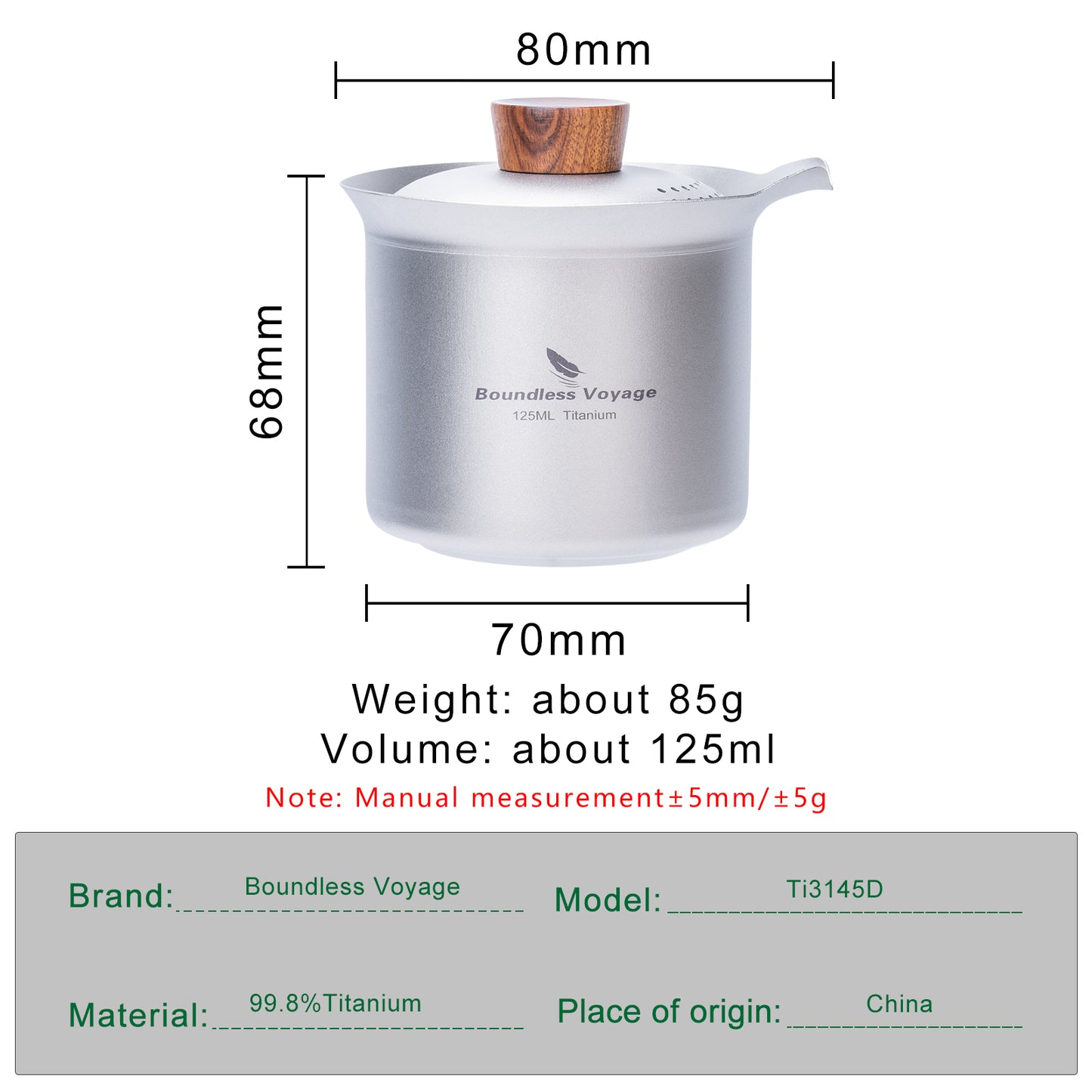 Boundless Voyage Titanium Titanium Double-Layer Tea Maker Lightweight Outdoor Camping Portable Tea tea pot