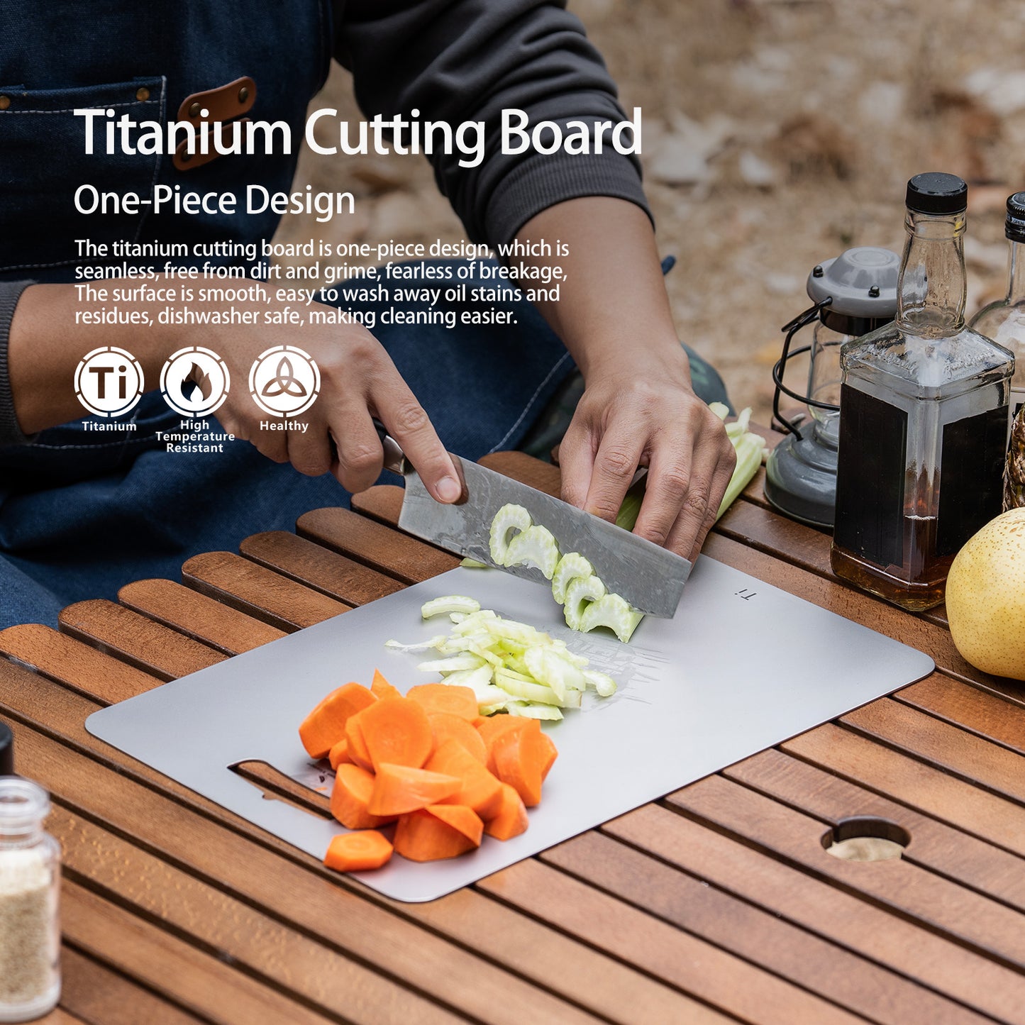 Boundless Voyage Titanium Cutting Board Home Outdoor Camping Fruits Vegetable Meat Chopping Block Cutting Board