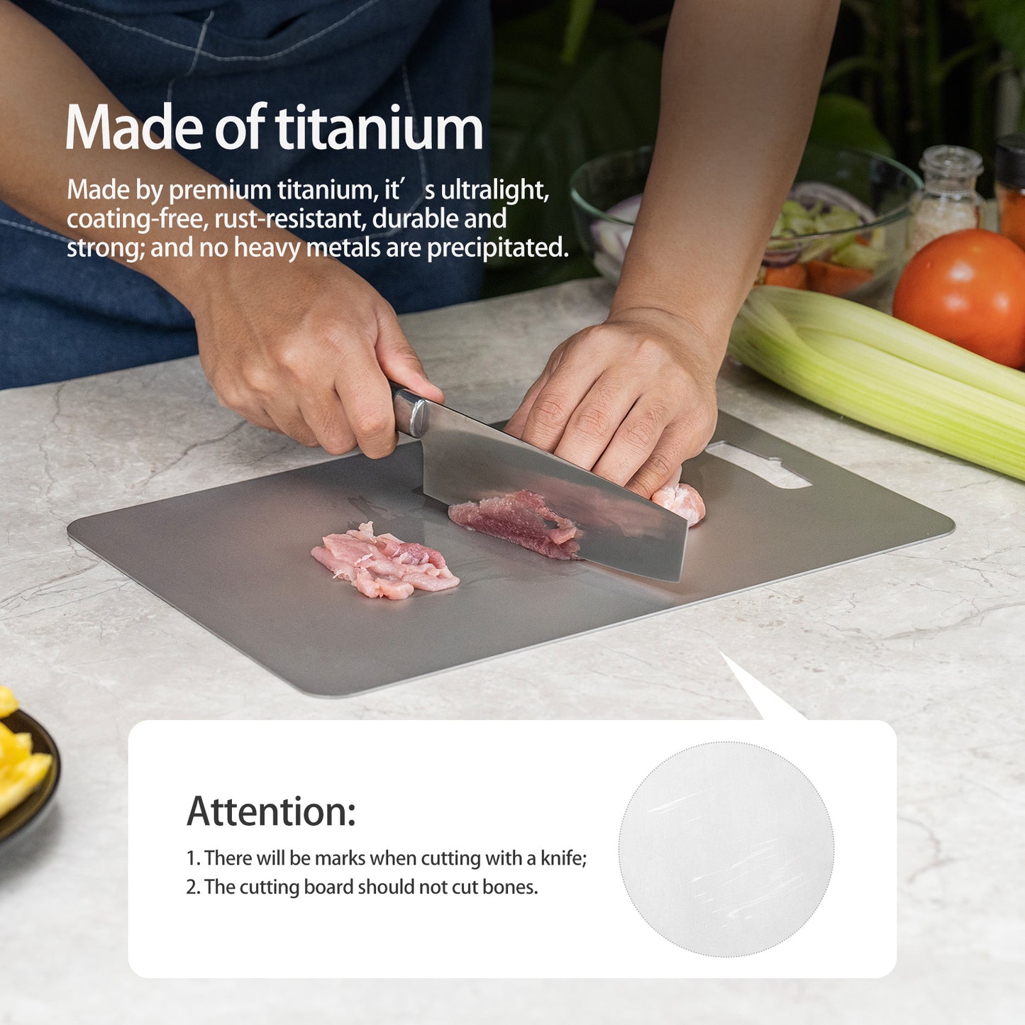 Boundless Voyage Titanium Cutting Board Home Outdoor Camping Fruits Vegetable Meat Chopping Block Cutting Board