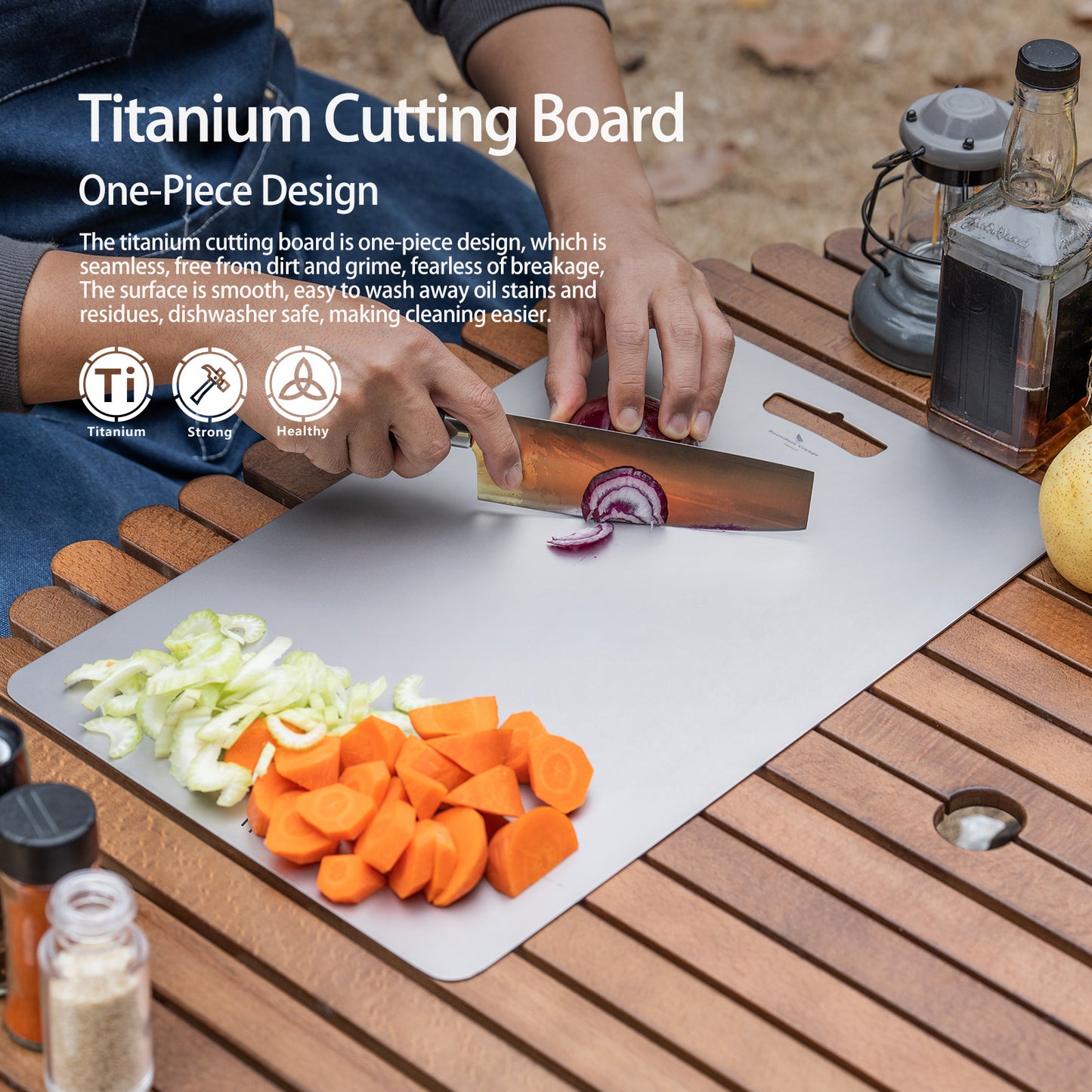 Boundless Voyage Titanium Cutting Board Home Outdoor Camping Fruits Vegetable Meat Chopping Block Cutting Board
