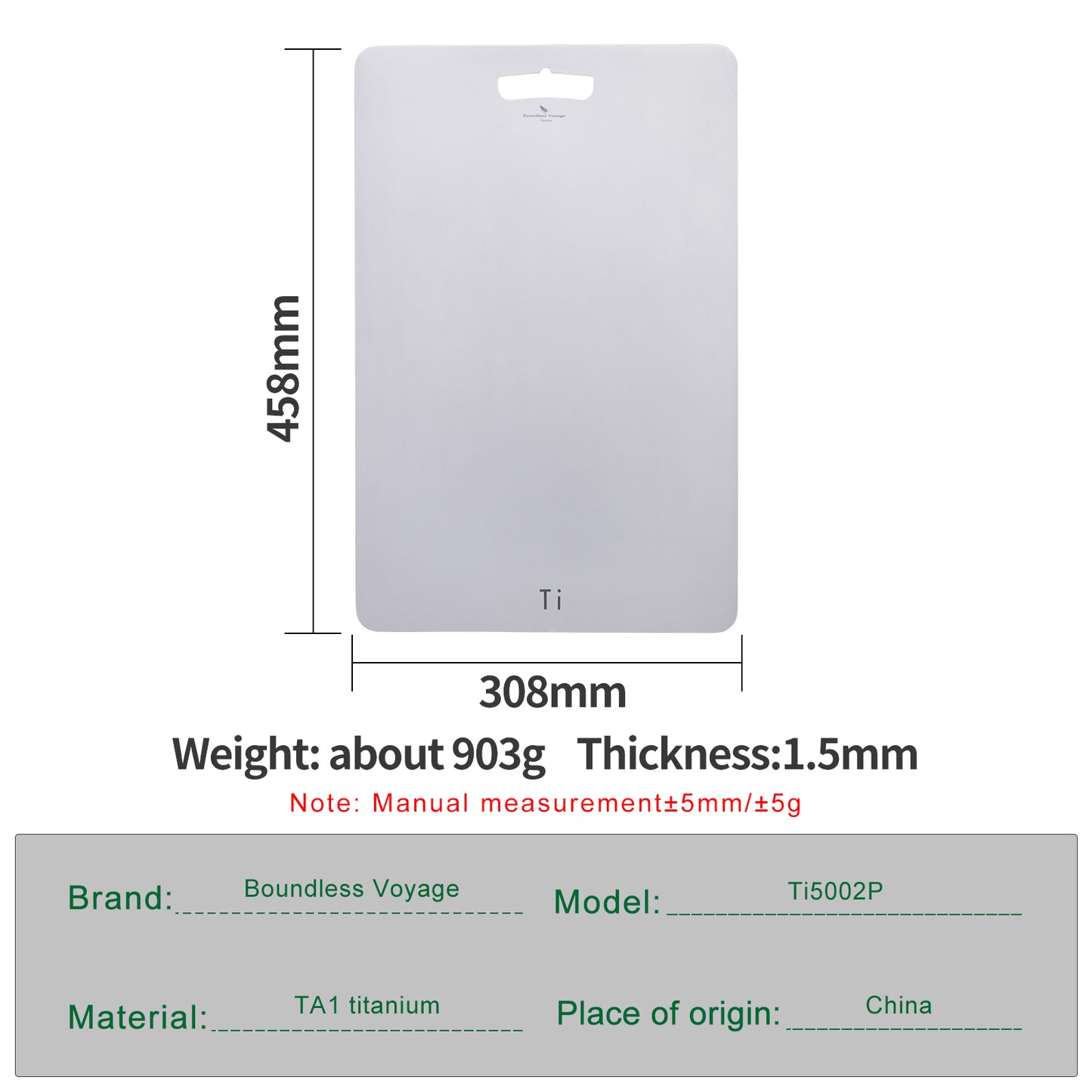 Boundless Voyage Titanium Cutting Board Home Outdoor Camping Fruits Vegetable Meat Chopping Block Cutting Board