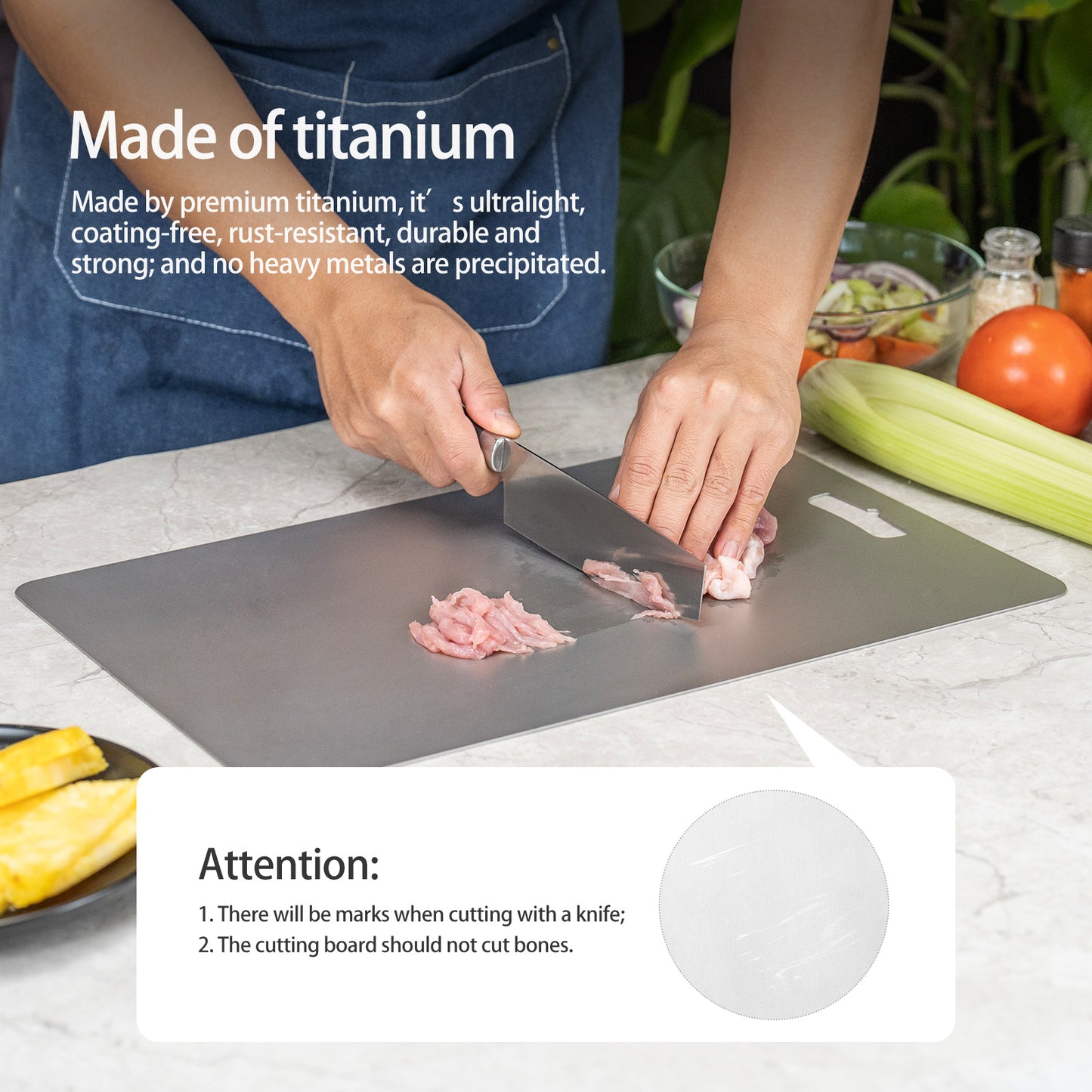 Boundless Voyage Titanium Cutting Board Home Outdoor Camping Fruits Vegetable Meat Chopping Block Cutting Board