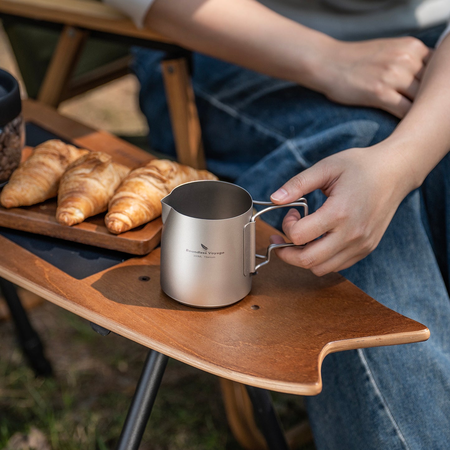 Boundless Voyage Titanium Pour-over Coffee Set, 300ml Portable Coffee Mug with Detachable Dripper for Outdoor Camping