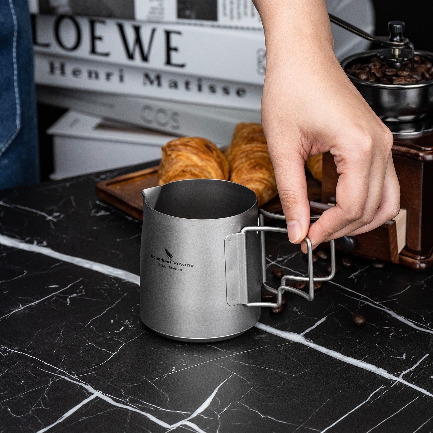 Boundless Voyage Titanium Pour-over Coffee Set, 300ml Portable Coffee Mug with Detachable Dripper for Outdoor Camping