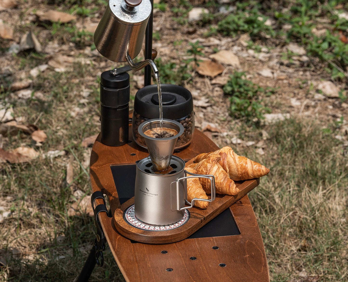 Boundless Voyage Titanium Pour-over Coffee Set, 300ml Portable Coffee Mug with Detachable Dripper for Outdoor Camping