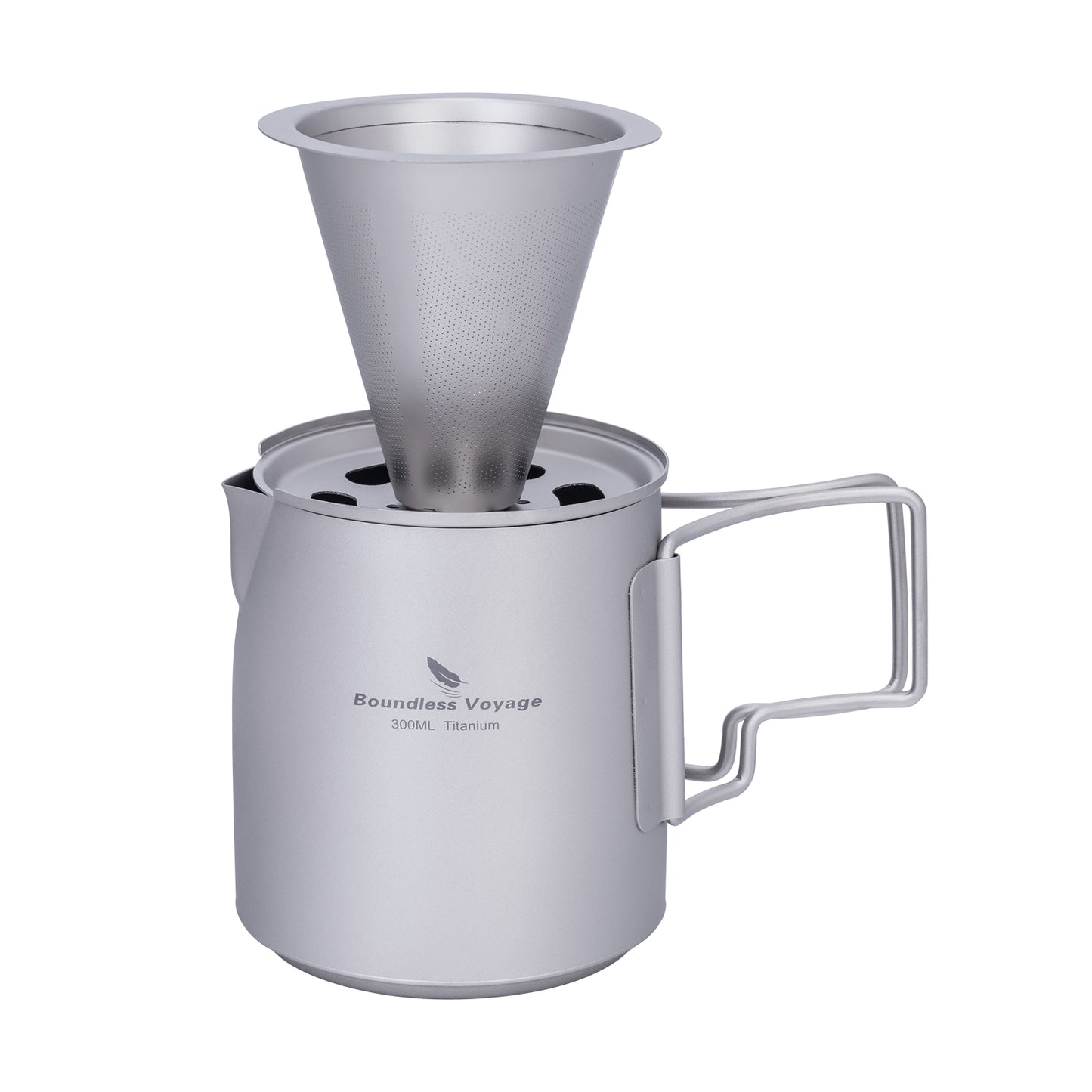 Boundless Voyage Titanium Pour-over Coffee Set, 300ml Portable Coffee Mug with Detachable Dripper for Outdoor Camping