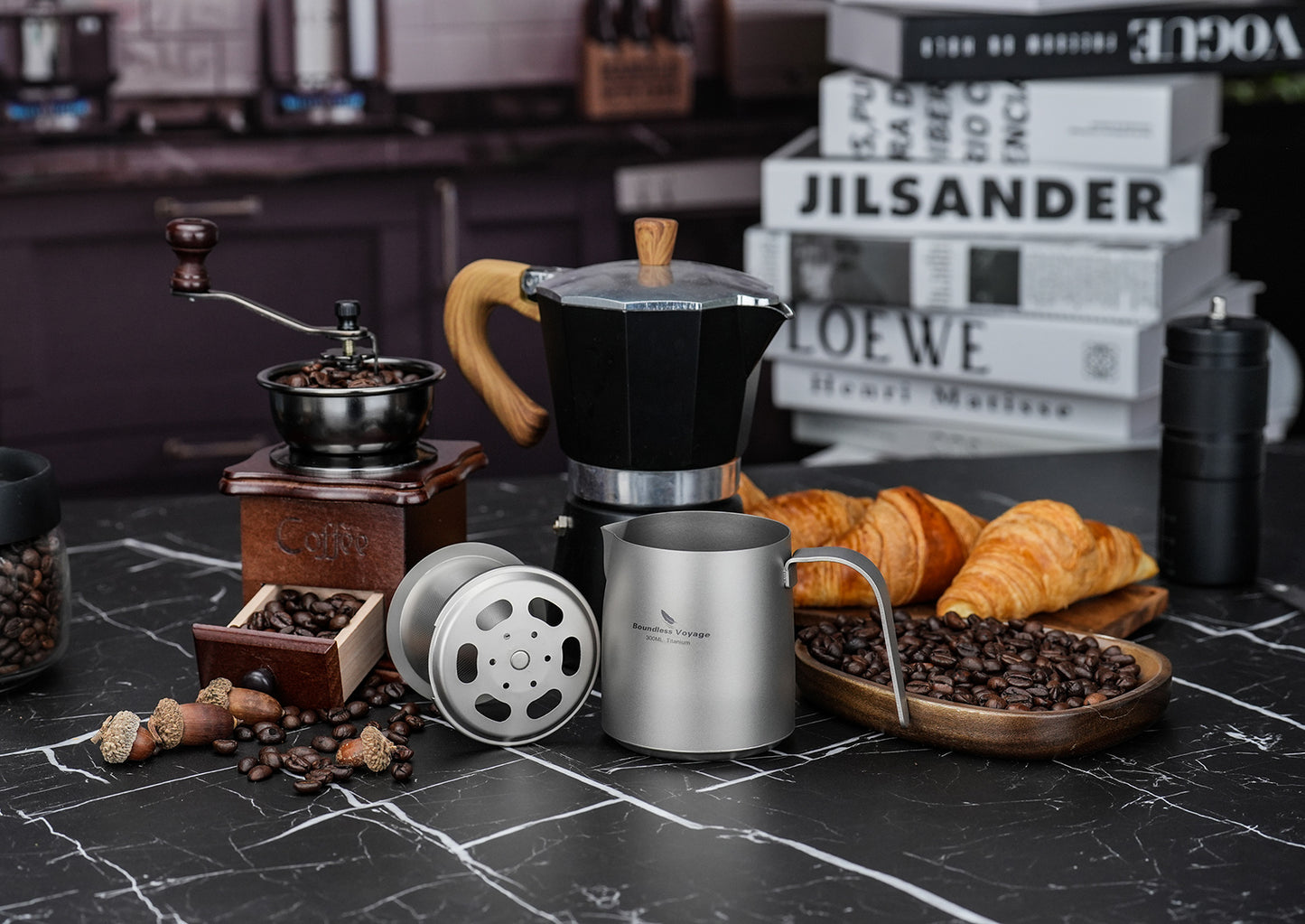 Boundless Voyage Titanium Portable Pour-over Coffee Set 300ml Coffee Mug with Detachable Dripper Outdoor Camping Coffee Maker