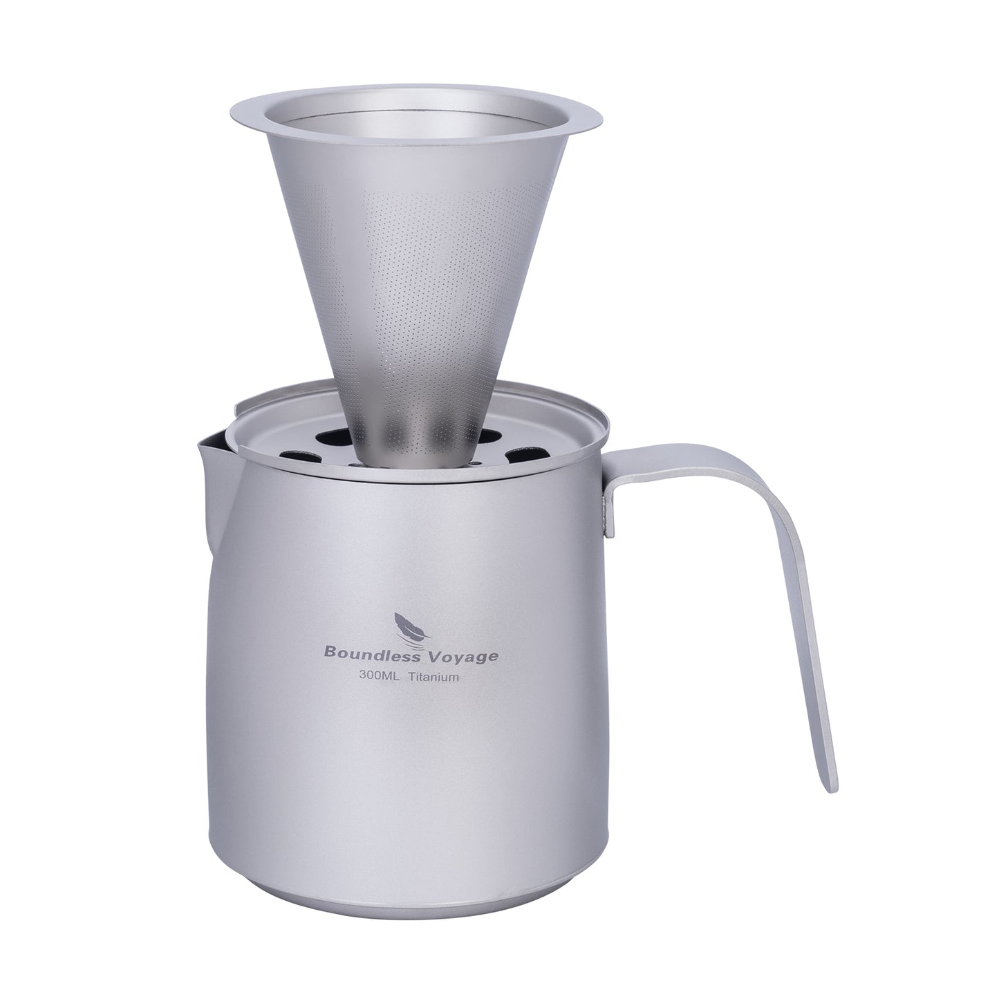 Boundless Voyage Titanium Portable Pour-over Coffee Set 300ml Coffee Mug with Detachable Dripper Outdoor Camping Coffee Maker