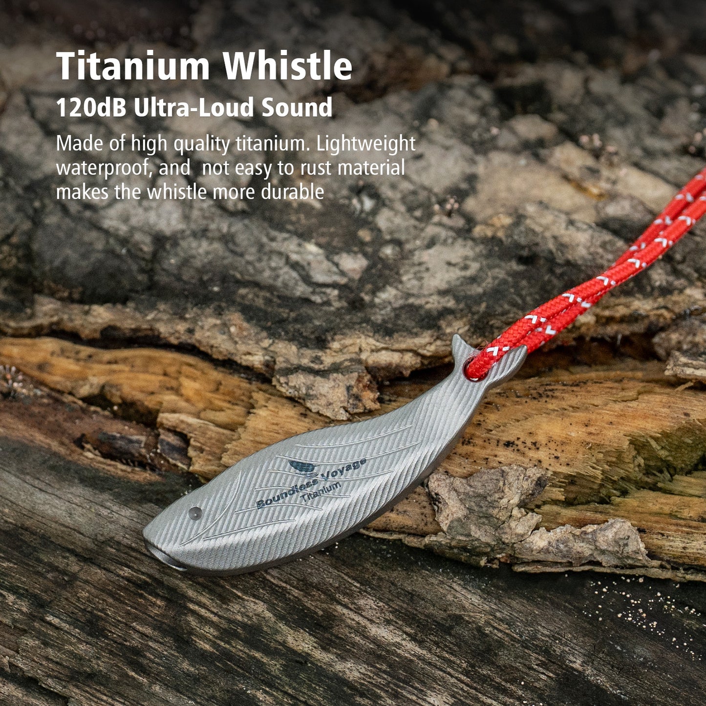 Boundless Voyage 120dB Titanium Survival Whistle Compact Emergency Safety Whistle Ultra-Light & Anti-Corrosion Rust-Proof Whistles for Outdoor, Hiking, Camping & Rescue