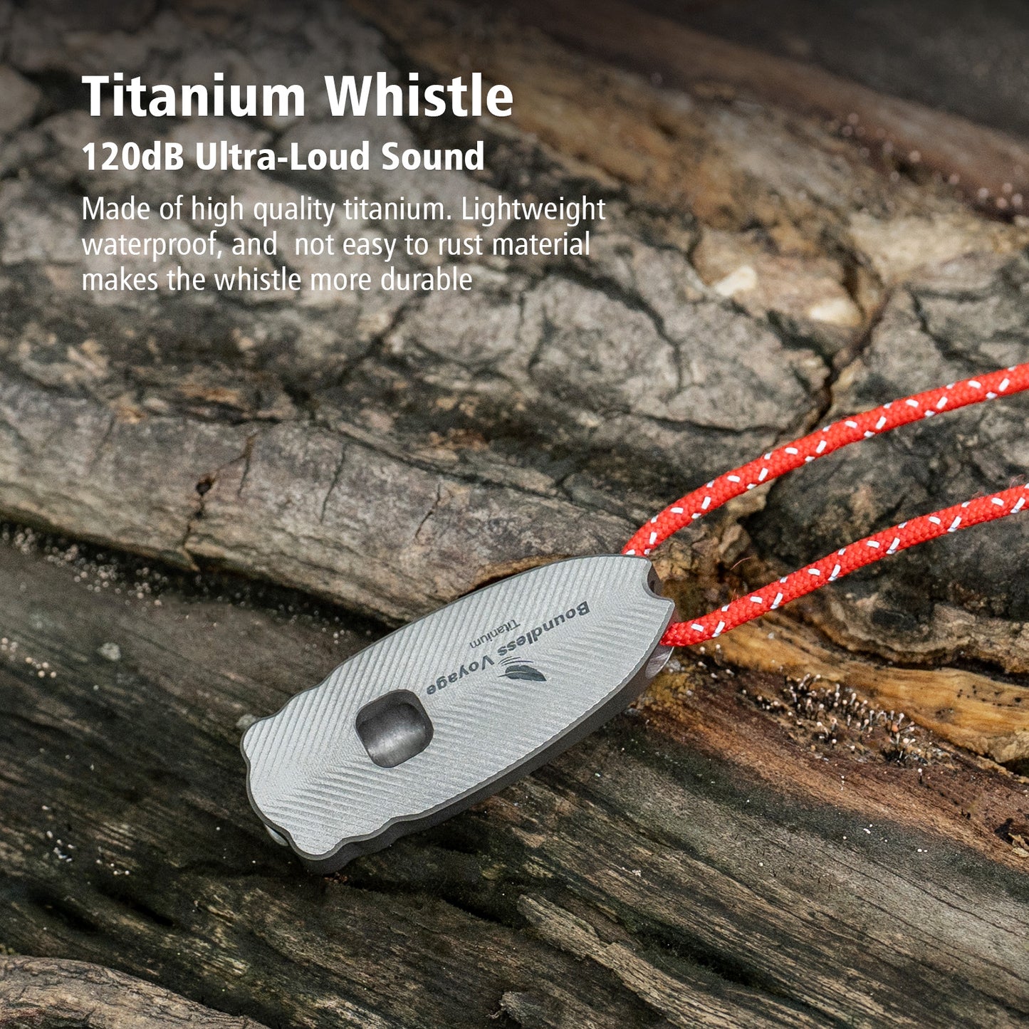 Boundless Voyage 120dB Titanium Survival Whistle Compact Emergency Safety Whistle Ultra-Light & Anti-Corrosion Rust-Proof Whistles for Outdoor, Hiking, Camping & Rescue