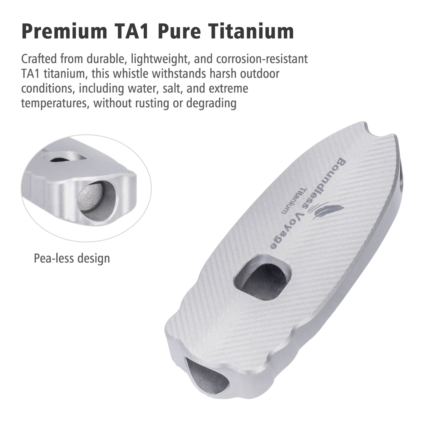 Boundless Voyage 120dB Titanium Survival Whistle Compact Emergency Safety Whistle Ultra-Light & Anti-Corrosion Rust-Proof Whistles for Outdoor, Hiking, Camping & Rescue