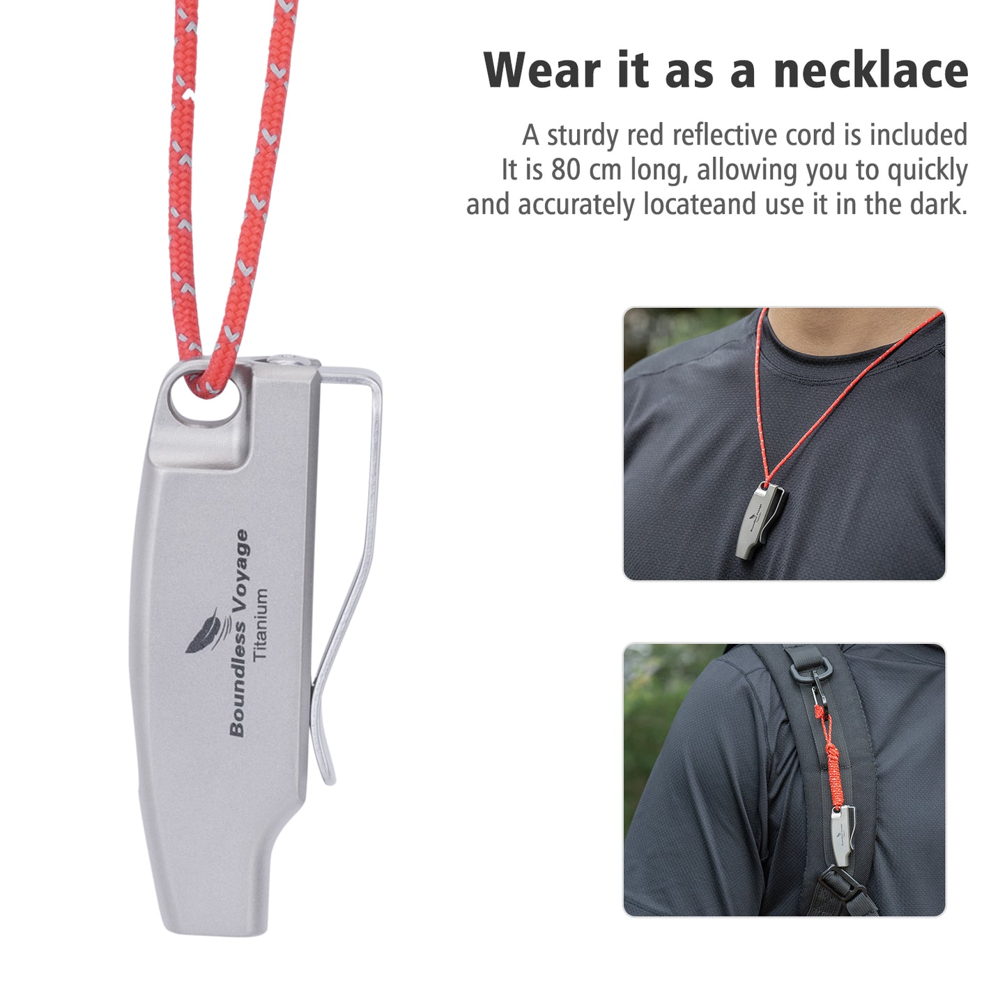 Boundless Voyage 120dB Titanium Survival Whistle Compact Emergency Safety Whistle Ultra-Light & Anti-Corrosion Rust-Proof Whistles for Outdoor, Hiking, Camping & Rescue