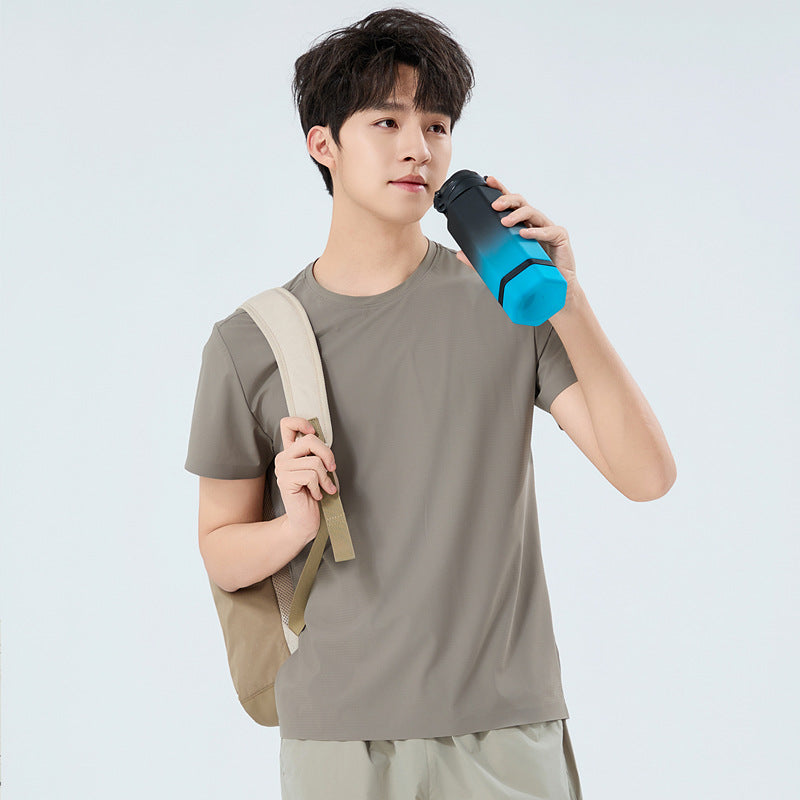 Summer Ice Silk Quick Dry T-Shirt Unisex Short Sleeve Lightweight Breathable Sports Top for Running & Fitness