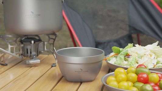 Boundless Voyage 500ml Double Walled Titanium Bowl Oatmeal Food Rice Soup Bowl Ultralight Portable Tableware Outdoor Camping Metal Bowl