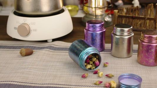 Boundless Voage Silver Titanium Tea Canister Mini Tea Canister Ultralight Portable Tin Can Tea Coffee Spice Canister Colored Ice Flower Craft Tin Storage Container