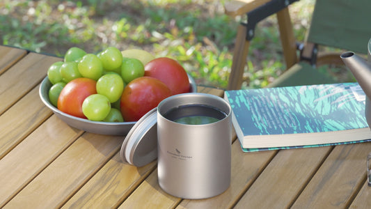 Boundless Voyage Double Walled Titanium Cup with Lid Outdoor Indoor Anti-scalding Mug Tableware 350ml