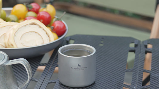 Boundless Voyage Titanium Double-wall Mug Cup Backpacking Portable Camping Cup 75ml Lightweight Heat Resistant Coffee Mug Tea Cup with Storage Bag for Hiking Picnic Travel or Daily Use