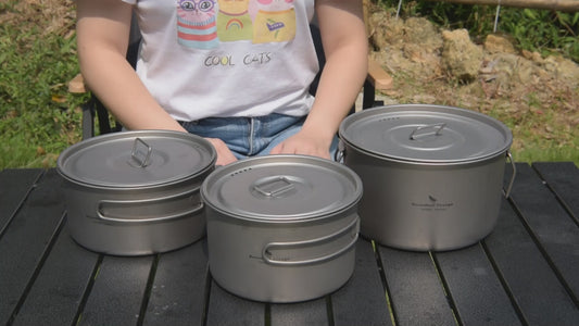 Boundless Voyage Lightweight 2400ml Titanium Pot Outdoor Portable Cooking Set hiking Backpacking Pot for Hiking Trekking Picnic Fishing Mountaineering