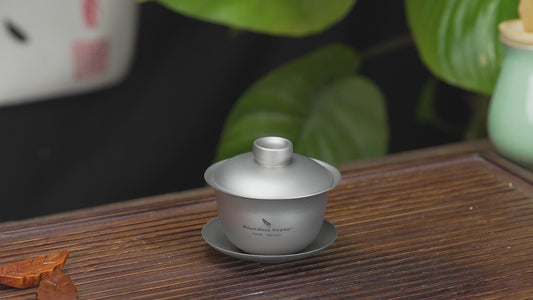 Boundless Voyage Titanium Double-Walled Teapot Chinese Traditional Three-talent Covered Bowl Triad Lid Bowl Kung Fu Gaiwan Anti-Scalding Tea Bowl Tea Set