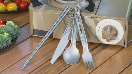 Boundless Voyage Titanium Knife Spoon Fork Chopsticks Set Outdoor Camping Ultralight Cutlery for Soup Meal Portable Tableware