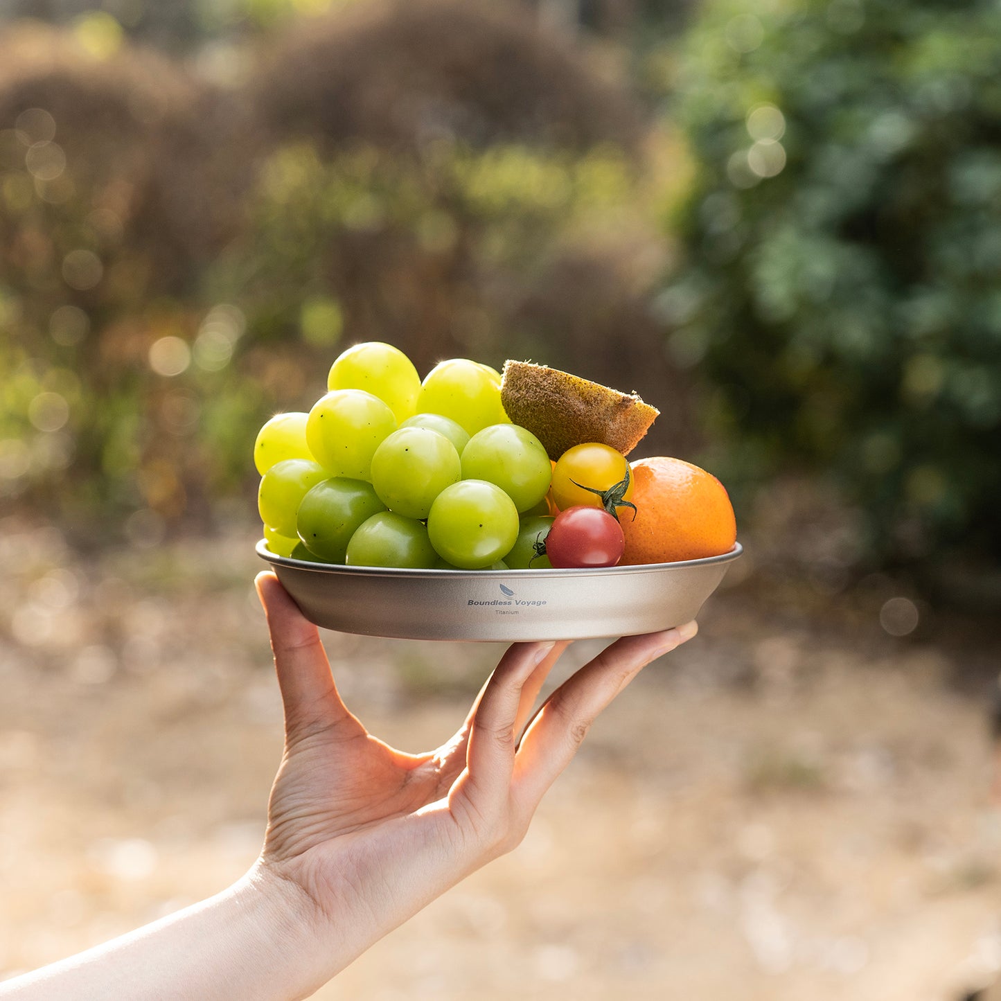 Boundless Voyage Ultralight Titanium Dish with Carry Bag Outdoor Camping Pan Plate Tableware Cookware
