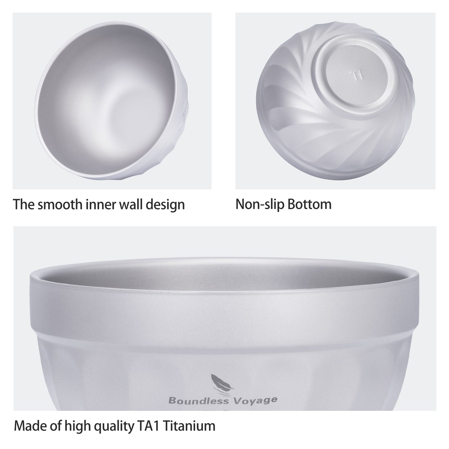 Boundless Voyage 500mlTitanium Double Walled Bowl Rice Soup Oatmeal Yogurt Serving Bowl Ultralight Outdoor Camping Travel Durable Portable Tableware
