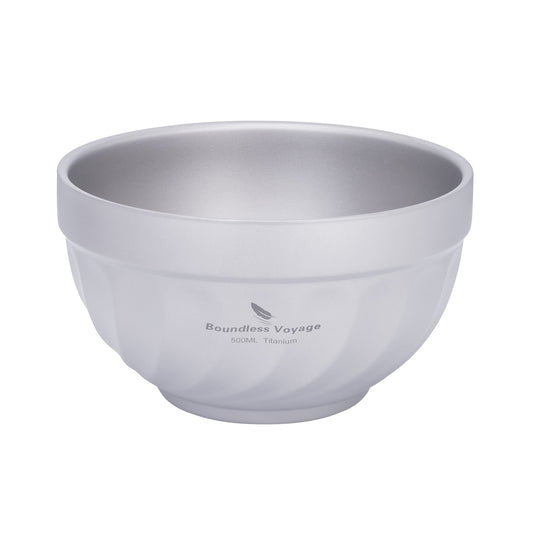 Boundless Voyage 500mlTitanium Double Walled Bowl Rice Soup Oatmeal Yogurt Serving Bowl Ultralight Outdoor Camping Travel Durable Portable Tableware