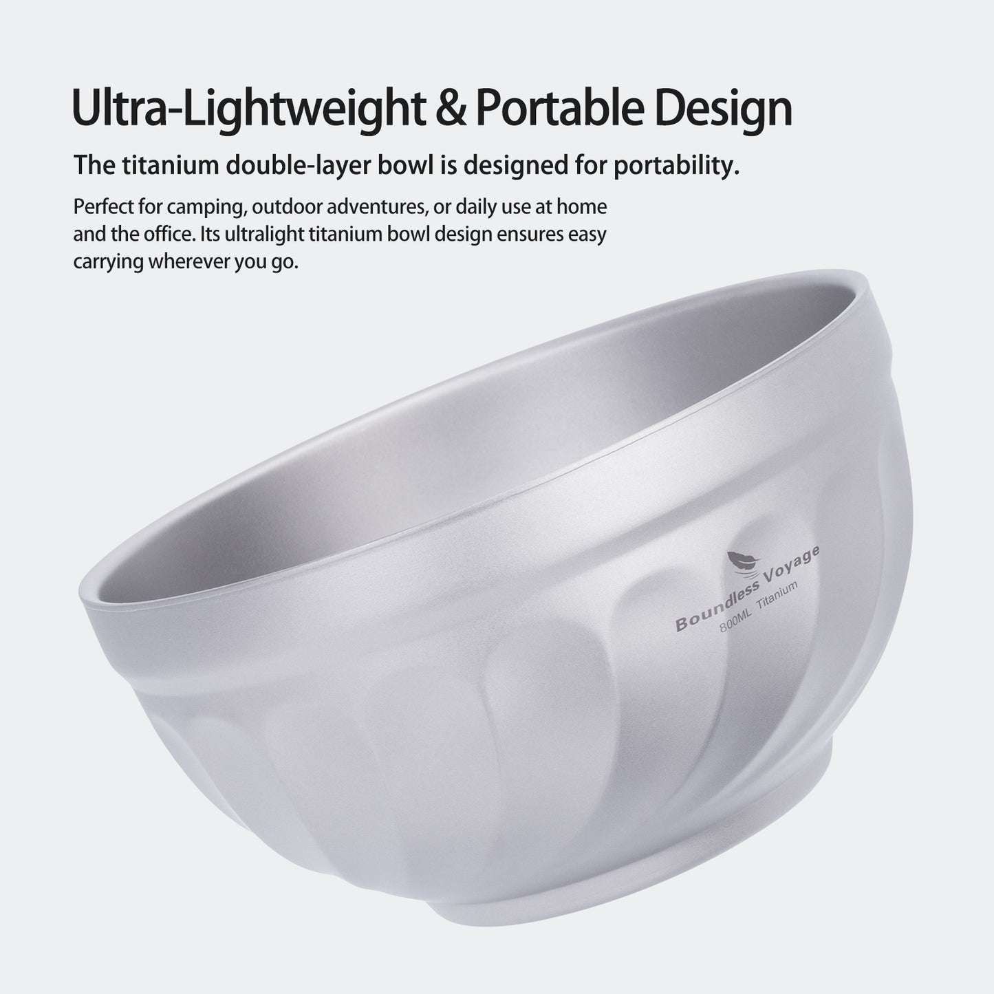 Boundless Voyage 800ml Titanium Double Walled Bowl Rice Soup Oatmeal Yogurt Serving Bowl Ultralight Outdoor Camping Travel Durable Portable Tableware