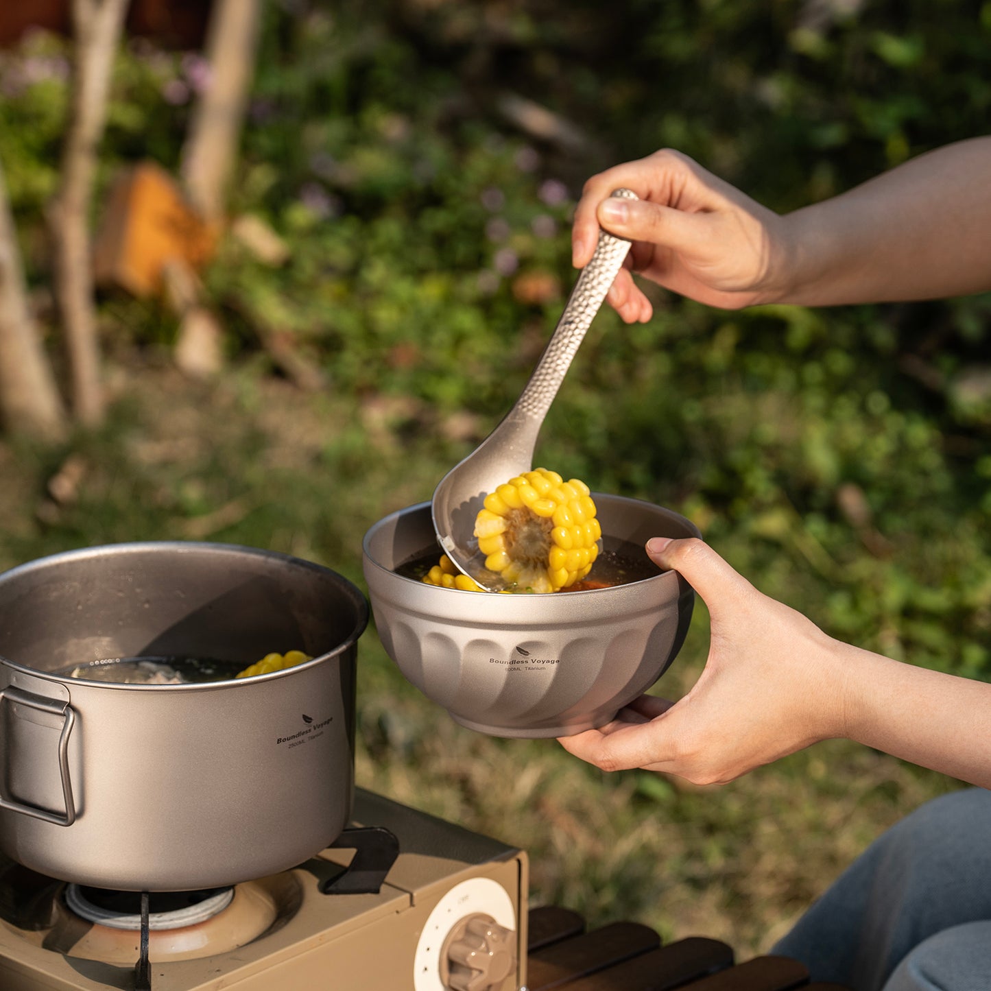 Boundless Voyage 800ml Titanium Double Walled Bowl Rice Soup Oatmeal Yogurt Serving Bowl Ultralight Outdoor Camping Travel Durable Portable Tableware