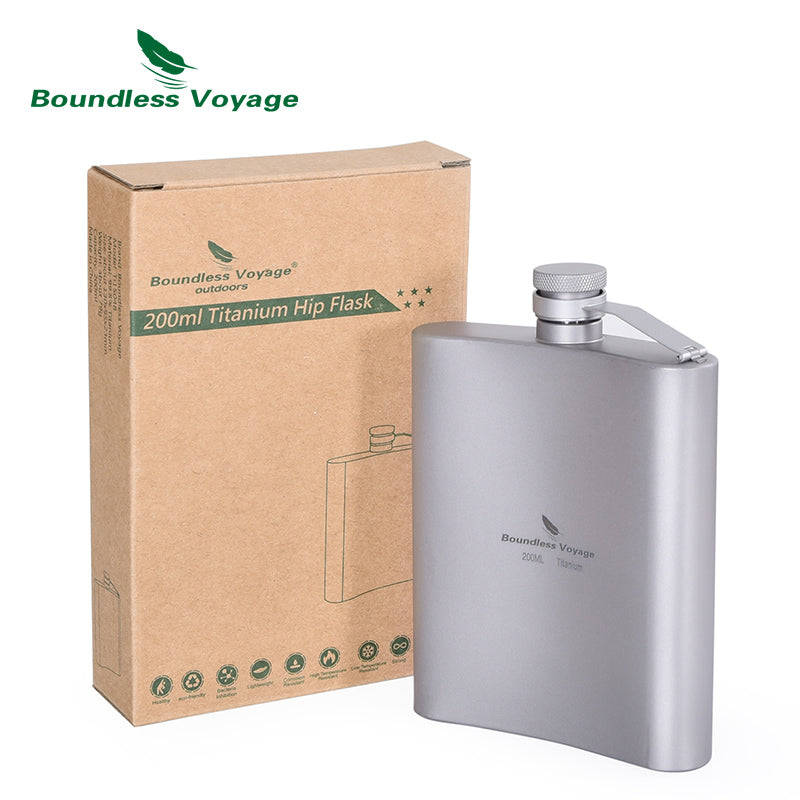 Titanium Hip Flask Outdoor Camping Pocket Flagon Portable Drink Bottle Whiskey Flask 7 oz / 200ml