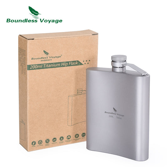 Boundless Voyage Titanium Hip Flask Outdoor Camping Pocket Flagon Portable Drink Bottle Whiskey Flask 7 oz / 200ml