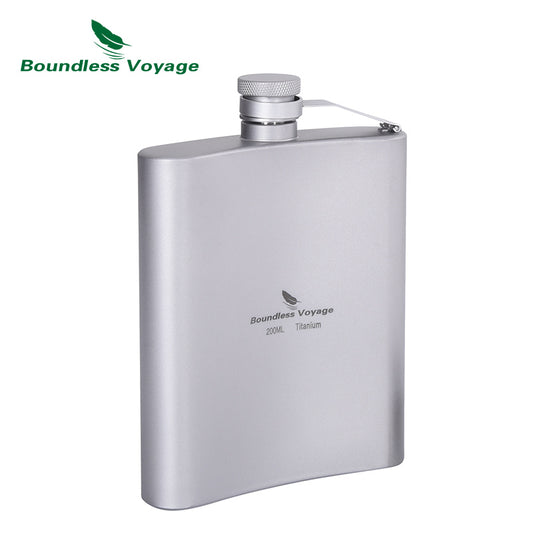 Boundless Voyage Titanium Hip Flask Outdoor Camping Pocket Flagon Portable Drink Bottle Whiskey Flask 7 oz / 200ml