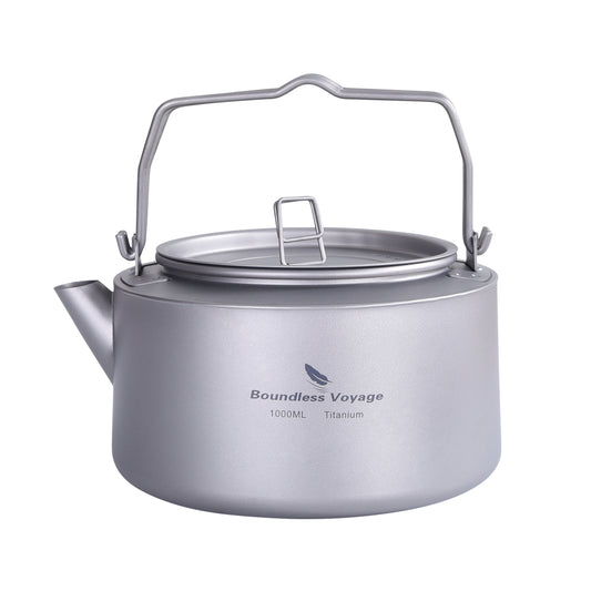 Titanium 1L Kettle with Folding Handle Filter Ultralight Big Capacity Pot For Outdoor Camping