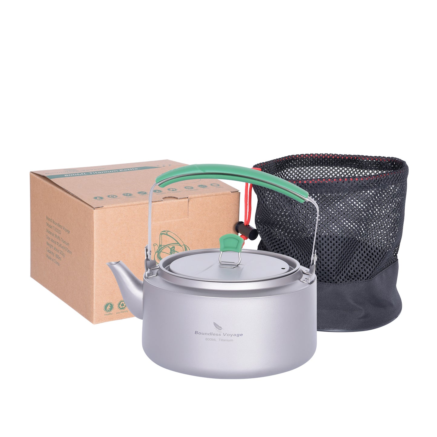 Boundless Voyage 800ml Ultralight Titanium Kettle | Portable Camping Tea Pot with Folding Handle | Durable BPA-Free Outdoor Coffee & Water Boiler