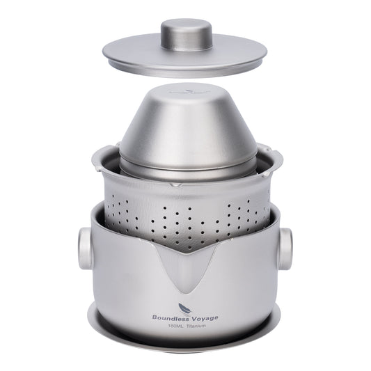 Boundless Voyage Titanium Double-Layer Tea Maker with Lid Filter Ultralight Teapot with Double-Walled Anti-scalding Coffee Cup Mug
